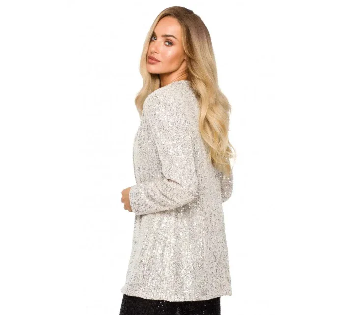 Flitrové sako bez knoflíků  M724  šampaň - Moe