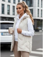 Dámská prošívaná vesta s kapucí bílá FashionStreet TY5108