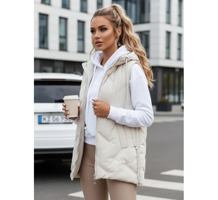 Dámská prošívaná vesta s kapucí bílá FashionStreet TY5108