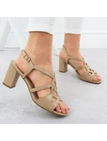 Béžové dámské sandály na jehlovém podpatku Sergio Leone SK884