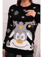 Vánoční svetr se sobem černý