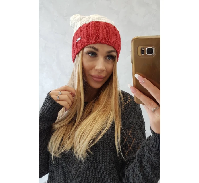 Čepice Paris fleece K212 ecru+bordeaux