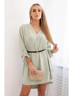Šaty s delšími zády a pásem tmavá máta Šaty s delšími zády a pásem tmavá máta