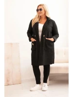 Dámský kabát Plus Size z s kapsami černý model 21297072 - K-Fashion Dámský kabát Plus Size z s kapsami černý model 21297072 - K-Fashion