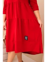 Dámská bavlněná šaty Plus Size s volány a ohrnutým rukávem červená