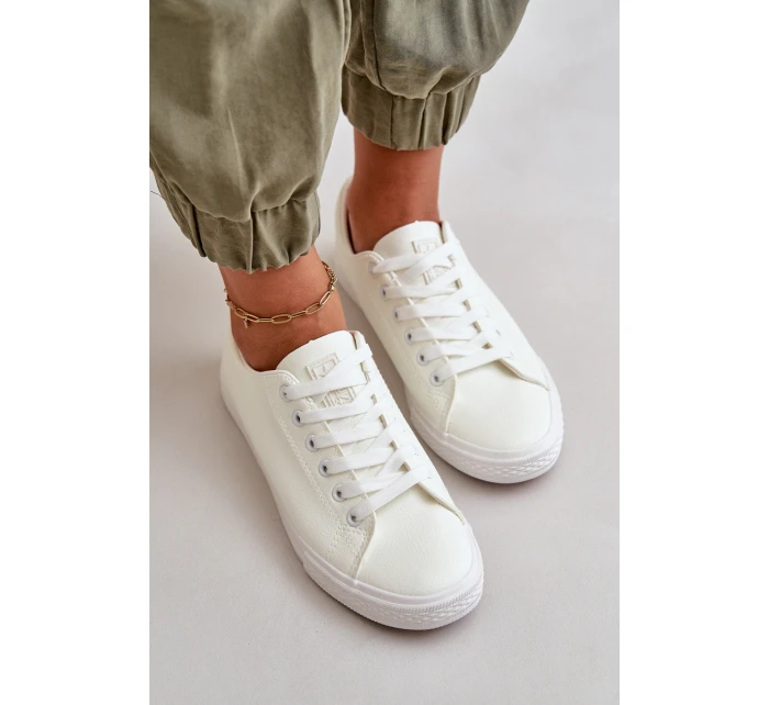 Dámské kožené šněrovací klasické tenisky bílé model 21590967 - EVENTO