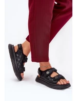 Dámské sandály s ozdobnými detaily na suchý zip černé model 21687995 - Boto Dámské sandály s ozdobnými detaily na suchý zip černé model 21687995 - Boto