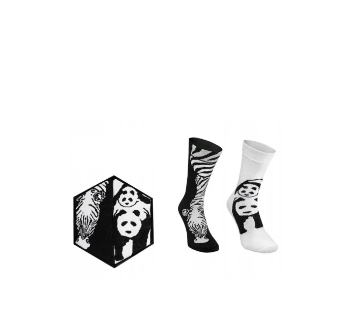 Duhové ponožky se zvířecími motivy Zebra Panda černá a bílá 2 páry Duhové ponožky se zvířecími motivy Zebra Panda černá a bílá 2 páry