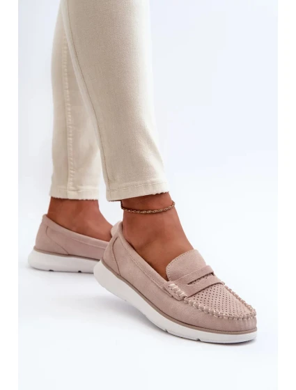 Sergio Leone Béžové semišové mokasíny na platformě Sergio Leone Béžové semišové mokasíny na platformě