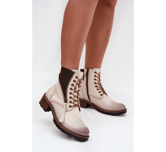 Dámské kotníkové boty Vinceza – béžové, zateplené, na podpatku typu “klocek” Dámské kotníkové boty Vinceza – béžové, zateplené, na podpatku typu “klocek”