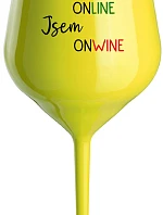 NEJSEM ONLINE JSEM ONWINE - žlutá nerozbitná sklenice na víno 470 ml