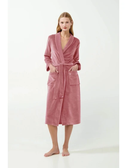 Dámský sametový župan 21143 Pudr růžová - Vamp