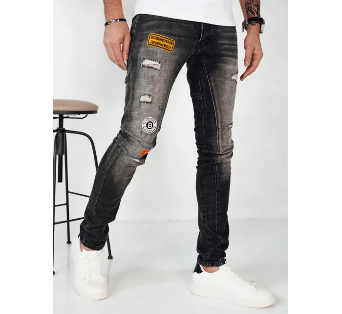 Pánské tmavě šedé džínové kalhoty FashionStreet UX4150 Pánské tmavě šedé džínové kalhoty FashionStreet UX4150