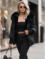 Dámská zimní bunda s kožešinou a kapucí, černá, FashionStreet TY5887 Dámská zimní bunda s kožešinou a kapucí, černá, FashionStreet TY5887