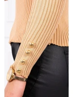 halenka s knoflíky béžová model 21753018 - K-Fashion halenka s knoflíky béžová model 21753018 - K-Fashion