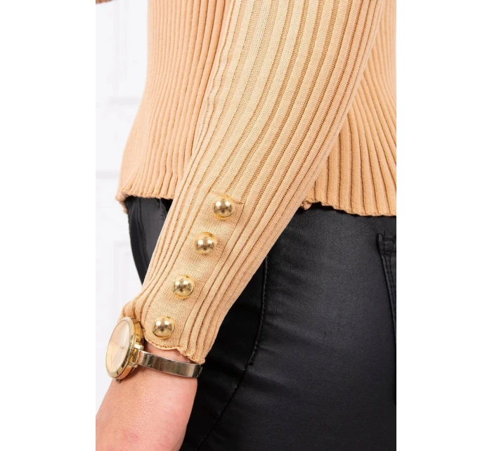 halenka s knoflíky béžová model 21753018 - K-Fashion halenka s knoflíky béžová model 21753018 - K-Fashion