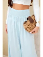 Dámské viskózové kalhoty s elastickým pasem modré