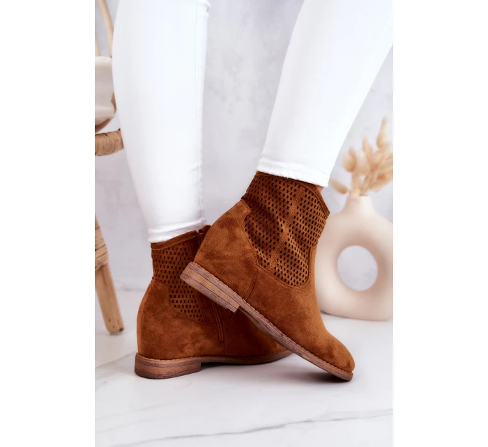 Semišové dámské boty na klínu Camel model 21576818 - S.Barski