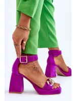 Dámské semišové sandály s podpatky Lewski boty Fuchsie model 21616068 - Boto