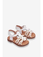Dětské sandály na suchý zip s pruhy bile Sammy Dětské sandály na suchý zip s pruhy bile Sammy