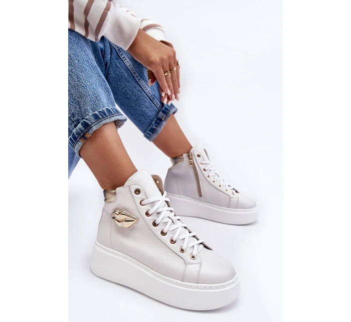Dámské vysoké tenisky na zip Lemar bílé model 21637631 - Boto Dámské vysoké tenisky na zip Lemar bílé model 21637631 - Boto