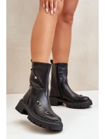 Dámské boty z eko kůže na zip s ozdobnými detaily černé model 21670385 - Boto
