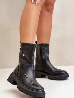 Dámské boty z eko kůže na zip s ozdobnými detaily černé Reritha