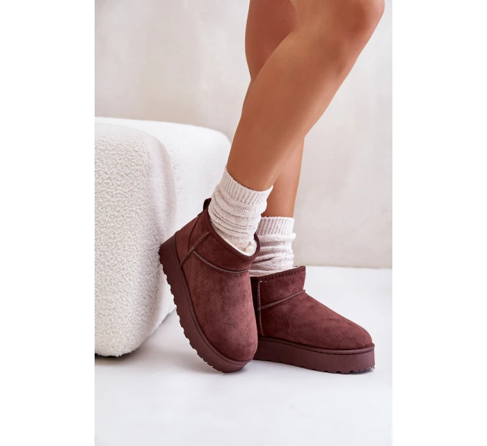 Dámské Sněhule Na Platformě Zateplené Kožíškem Tmavě Hnědé model 21672069 - Boto Dámské Sněhule Na Platformě Zateplené Kožíškem Tmavě Hnědé model 21672069 - Boto