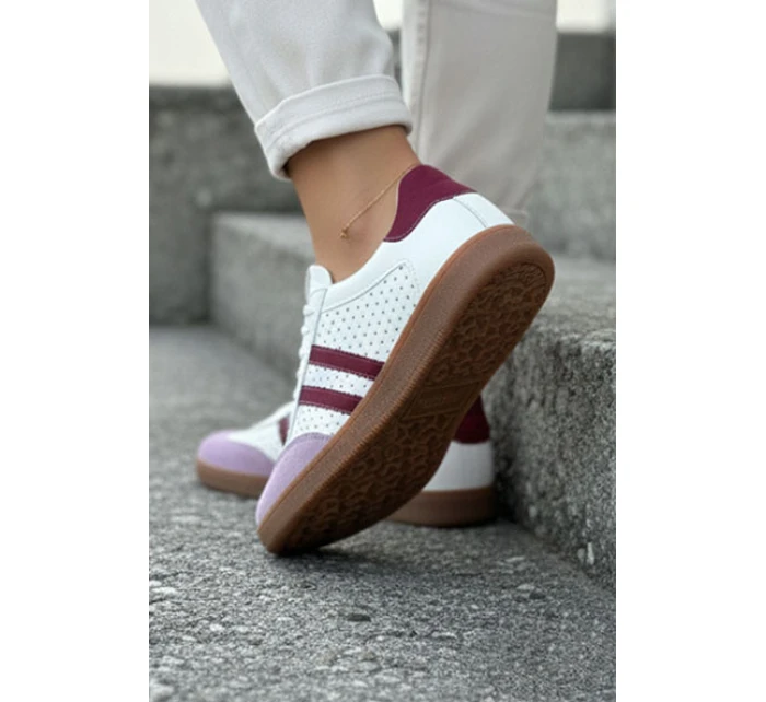 Kožené síťované dámské tenisky Zazoo N1318 bílo-fialové