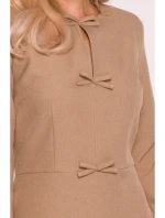 S413 Šaty s mašlemi - béžové S413 Šaty s mašlemi - béžové