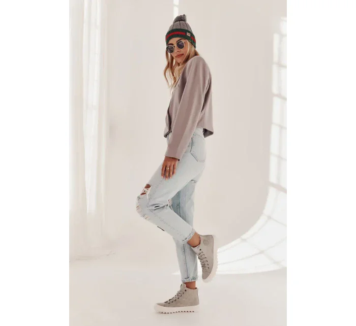 Dámské Tenisky Big Star Vysoké Zateplené Šedé EE274114 Dámské Tenisky Big Star Vysoké Zateplené Šedé EE274114