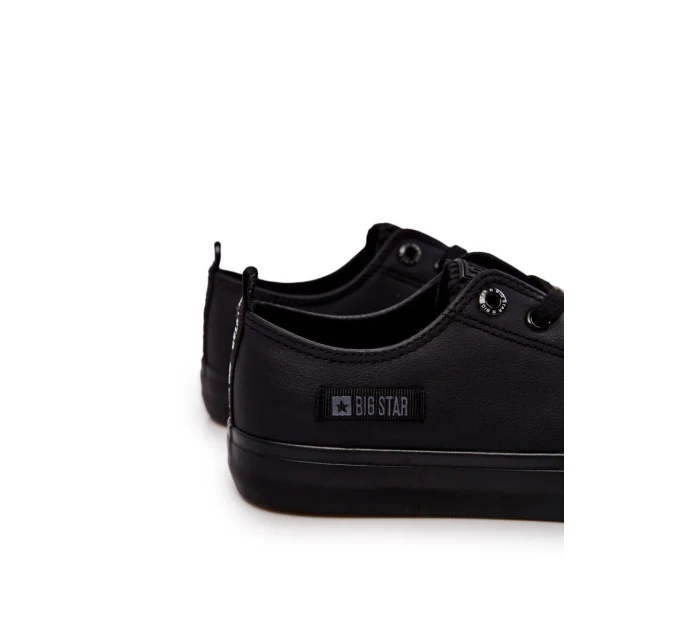 Pánské nízké kožené tenisky Big Star KK174009 Černá Pánské nízké kožené tenisky Big Star KK174009 Černá