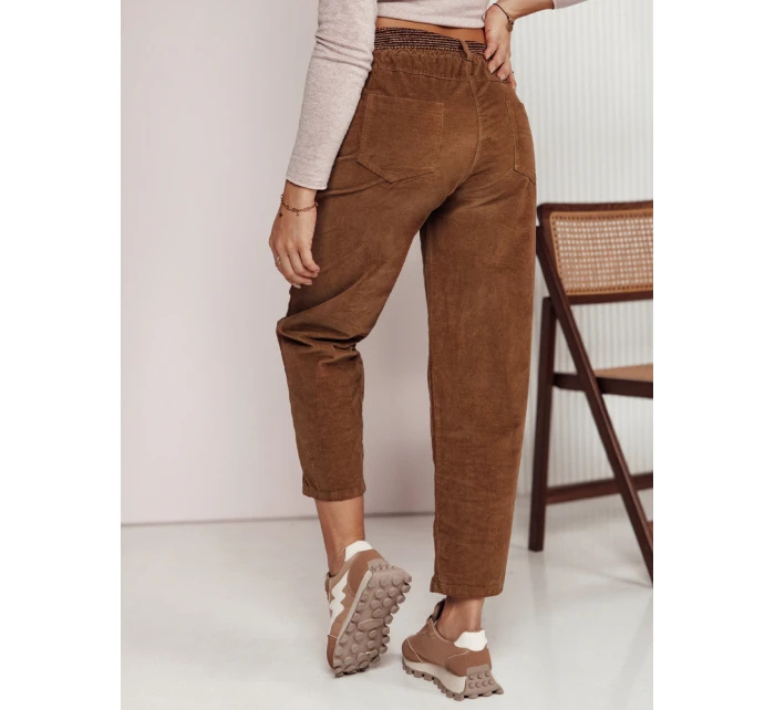 Dámské manšestrové kalhoty SOFTYLA v pruhované velbloudí barvě FashionStreet UY2279