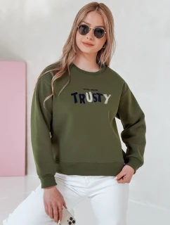 Dámská oversize mikina s výšivkou SOFTRUS zelená FashionStreet BY1409