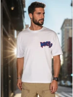 Pánské bílé tričko s potiskem FashionStreet RX5644 Pánské bílé tričko s potiskem FashionStreet RX5644