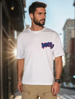 Pánské bílé tričko s potiskem FashionStreet RX5644