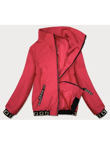 Krátká červená dámská bunda se stojáčkem (B8016-4) Krátká červená dámská bunda se stojáčkem (B8016-4)