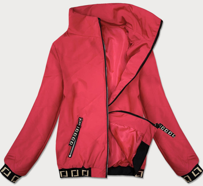 Krátká červená dámská bunda se stojáčkem (B8016-4)