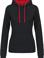 Kariban K 465 Dámská mikina s kontrastní kapucí 20.K465 black/red
