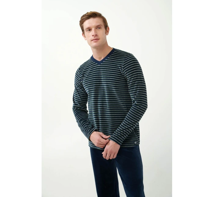 Vamp - Sametové pruhované pyžamo 21713 - Vamp Vamp - Sametové pruhované pyžamo 21713 - Vamp