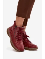 Dámské kozačky s teplým kožíškem z eko kůže bordové Ulverina Dámské kozačky s teplým kožíškem z eko kůže bordové Ulverina