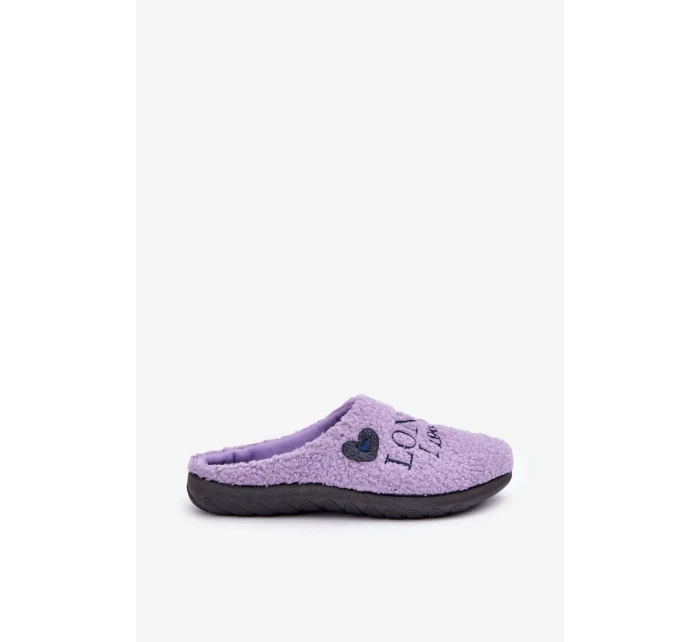 Domácí obuv Dámské pantofle s nápisem a beránkovým kožíškem Inblu ET000027 Fialové Domácí obuv Dámské pantofle s nápisem a beránkovým kožíškem Inblu ET000027 Fialové