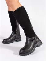 Designové kozačky černé dámské platforma Designové kozačky černé dámské platforma