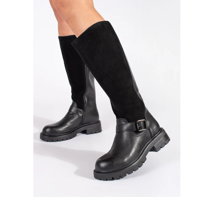 Designové kozačky černé dámské platforma Designové kozačky černé dámské platforma