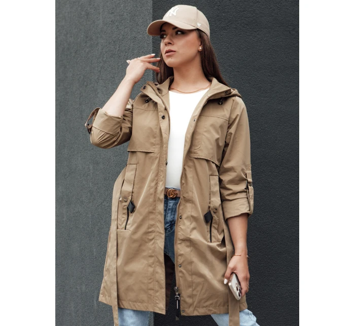 Dámská přechodná bunda parka MODERNS tmavě béžová FashionStreet TY4389
