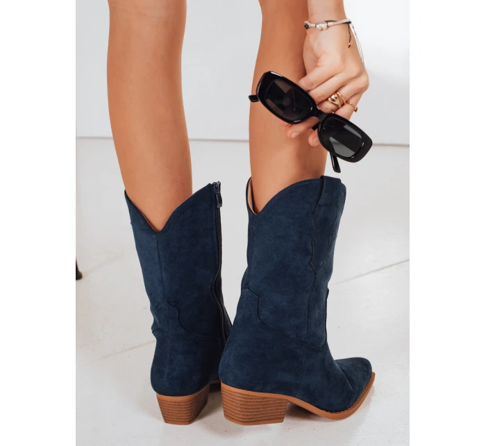 Dámské semišové kovbojské boty tmavě modré FashionStreet ZY1234