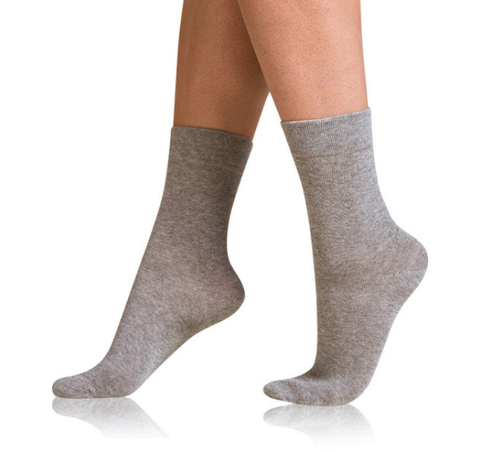Dámské bavlněné ponožky s pohodlným lemem COTTON COMFORT SOCKS - BELLINDA - šedý melír