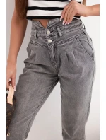 Dámské džíny paperbag s dvojitým zapínáním M.sara grafitové