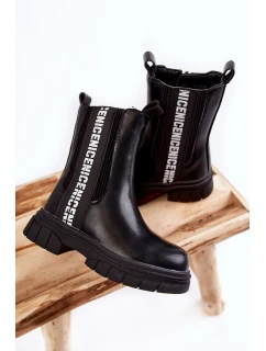 Dětské vysoké zateplené kozačky černé model 21597214 - Boto