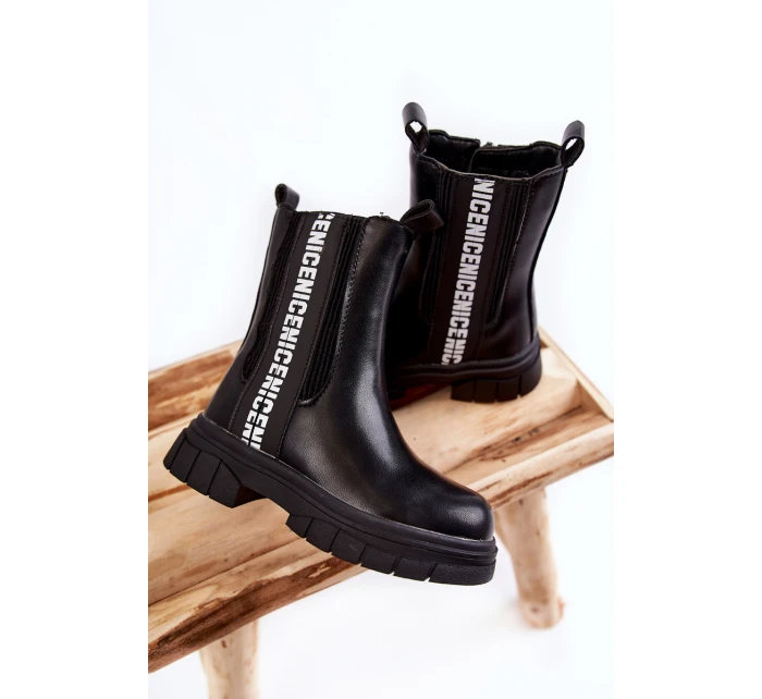 Dětské vysoké zateplené kozačky černé model 21597214 - Boto Dětské vysoké zateplené kozačky černé model 21597214 - Boto